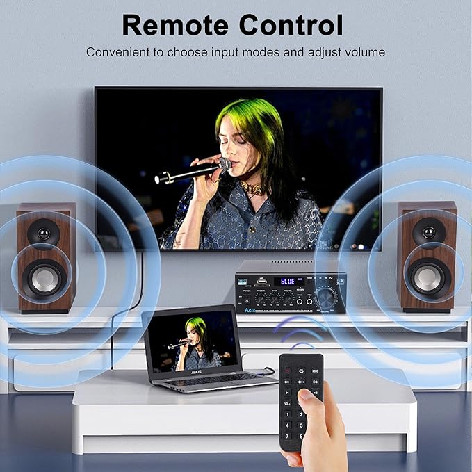 Stereo Audio Amplifier 2026 Upgraded AK45 Bluetooth Receiver for Home Stereo, 400W 2 Channel Wireless Bluetooth 5.0 Power Amplifier System with FM Radio, USB, SD Card, and Remote Control