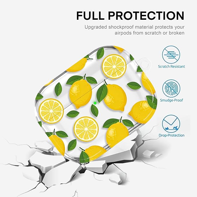 Maxjoy for AirPods Pro 3rd Generation Case, Clear AirPods Pro 3 Case for Women Men Cute Soft AirPod Pro 3 Cover with Keychain Strap for AirPod Pro 3rd Gen Cover 2025, Lemon