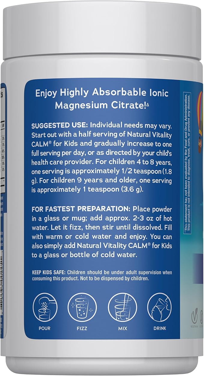 Natural Vitality Calm Sleep, Melatonin & Magnesium Citrate, Sleep Aid Drink Mix, GABA, Sleep Aid, Vegan, Gluten Free & Non-GMO, Mixed Berry Flavored, 16 oz