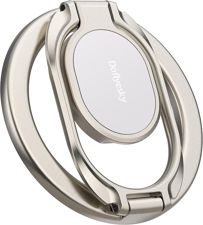 Magnetic Phone Grip for MagSafe Ring Holder, Metal Double Adjustable Gym Finger Ring Grip Kickstand, Removable Phone Grip for iPhone, iPad and Smartphones (Natural Titanium)