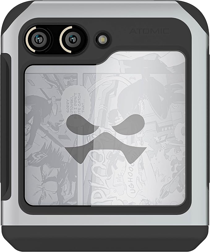 Ghostek Atomic Slim Samsung Z Flip 5 Case - Clear Back with Silver Aluminum Bumper, Shockproof & Dual Layer Protective Phone Case, Limited Edition Color for 2023 Galaxy Z Flip 5 Case (6.7") (Silver)