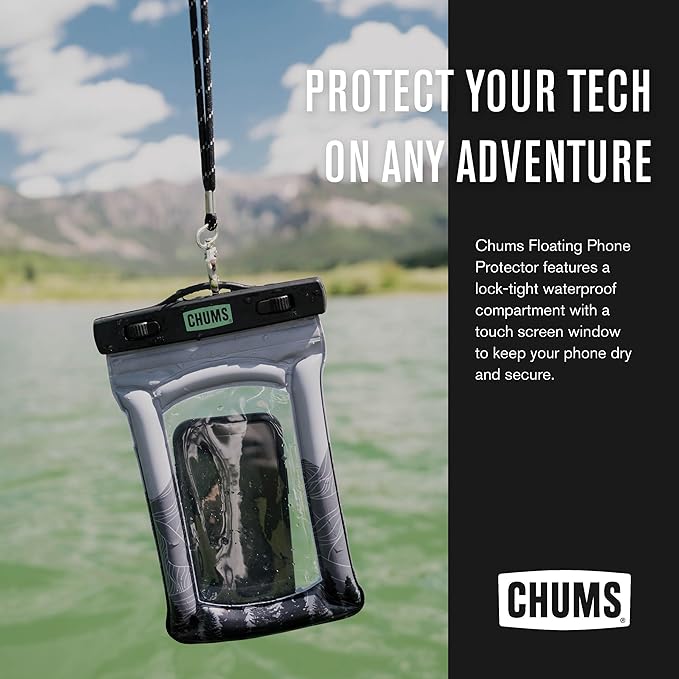 Chums Floating Phone Case with Lanyard - Touchscreen Compatible Waterproof Phone Case & Pouch (Beer Can Happy Hour)