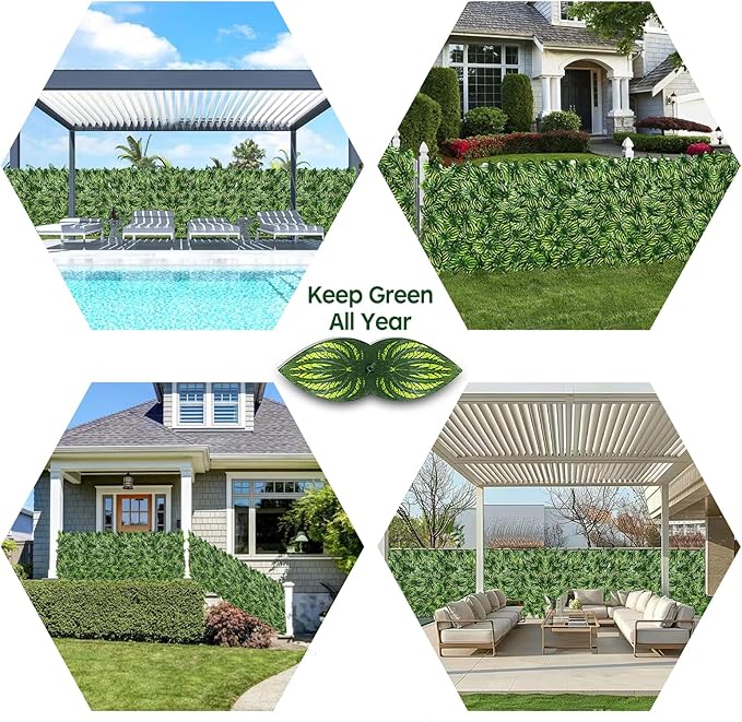 Artificial Ivy Privacy Fence Screen,39.4" X 118" UV-Anti Fake Leaves Plant Vine,Privacy Hedges Wall for Indoor Outdoor Garden Backyard Decor,Color Watermelon Leaves
