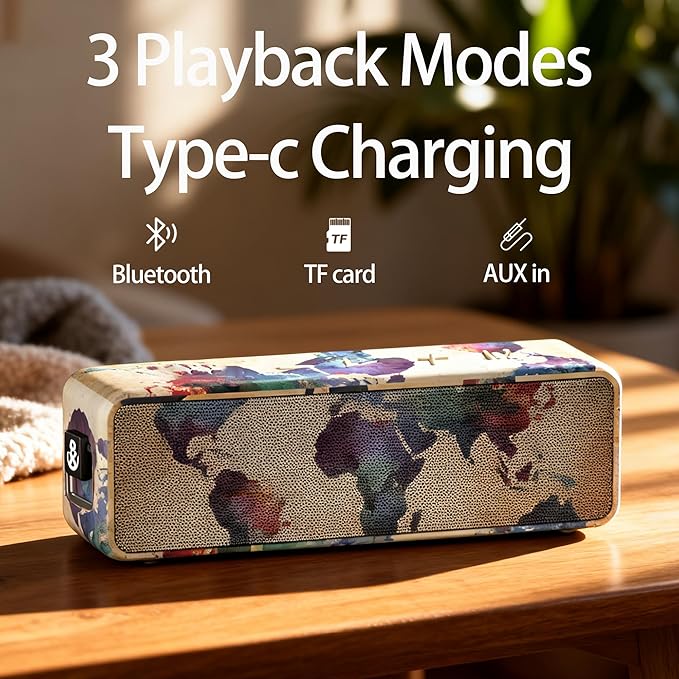 xdobo BMTL World Bluetooth Speaker, Portable Wireless Speaker with 20W Power, IPX6 Waterproof, 13H Playtime, Type-C, Heavy Bass for Outdoor and Home (Graffiti)