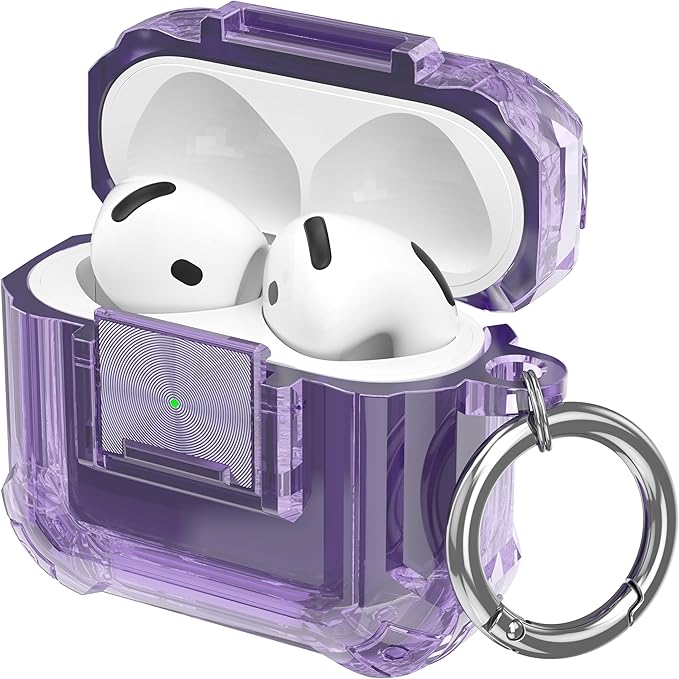 Valkit Compatible AirPods 4th Generation Case Cover, Soft TPU Airpods 4 Case with Cleaner Kit, Shockproof Protective Cases with Keychain for Apple AirPods 4 Gen Cases for Women Men(Lock Purple)
