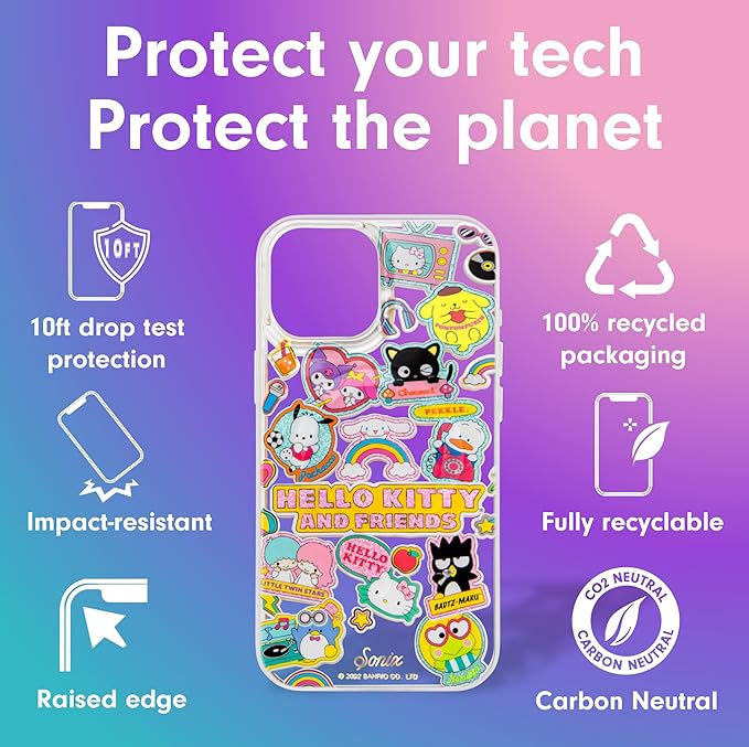 Sonix x Sanrio Case for iPhone 15 Plus/iPhone 14 Plus | Compatible with MagSafe | 10ft Drop Tested | Hello Kitty and Friends Stickers