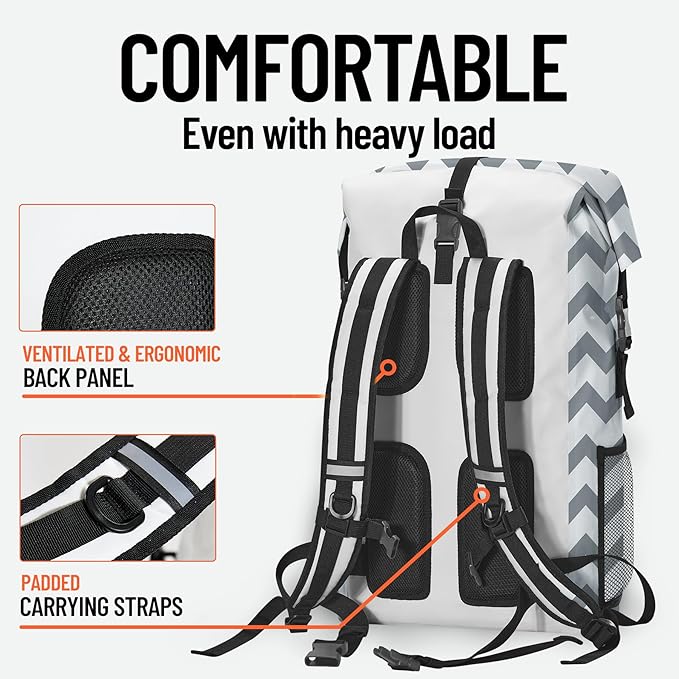 Waterproof Dry Bag Marine Dry Bags for Kayaking Hiking Anchor Nautical Navy Blue Gray Striped Backpack Roll-Top Closure Bag - Backpack Waterproof Phone Case 5L