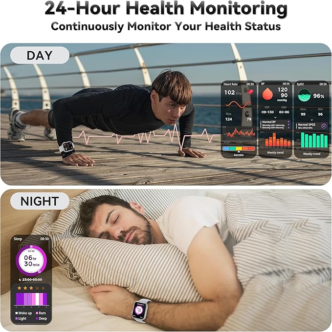 Smart Watch for Men Women(Answer/Make Call), 1.83" Fitness Watch with Heart Rate/Blood Pressure/Blood Oxygen, Pedometer, Sleep Tracker,120+ Sport Modes, IP68 Waterproof Fitness Tracker for Android iOS