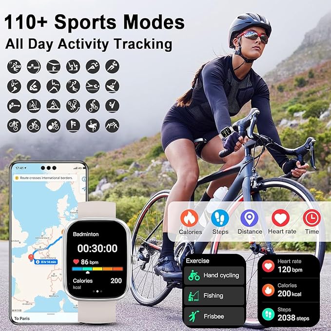 AI Smart Watch with ChatGPT, 1.91" Bluetooth Calling Smartwatch for Men Women, 110+ Fitness Modes Activity Tracker, Sleep/Heart Rate/Calorie Monitor, IP68 Waterproof Step Counter for Android iOS