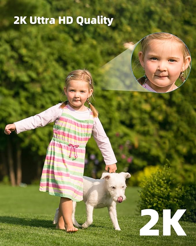 CKK 2K Security Cameras Outdoor 2Pack, 2.4G/5G Wireless Home Security Cameras, 360 PTZ, PIR Motion Detection, Color Night Vision, 2-Way Talk, Waterproof, Audible & Floodlight Alarm, Works with Alexa
