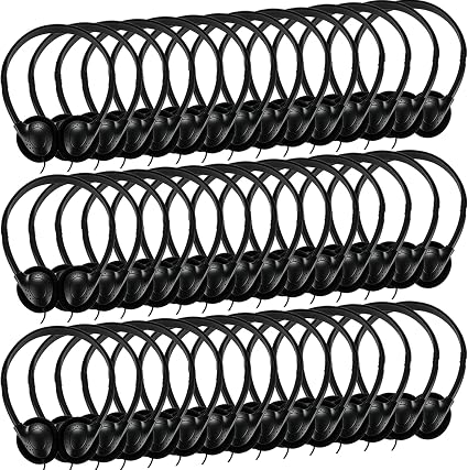 Bulk Classroom Headphones for Kids Student School-100 Pack, Wired On-Ear Headphones for Chromebook Laptop Computer, K-12, Class Set(Black)
