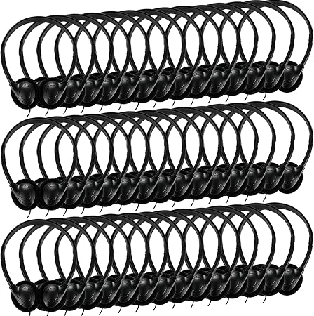 Bulk Classroom Headphones for Kids Student School-100 Pack, Wired On-Ear Headphones for Chromebook Laptop Computer, K-12, Class Set(Black)
