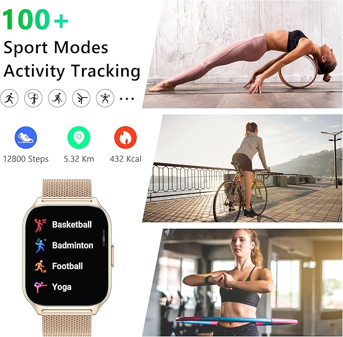 Smart Watch 45mm for Women Men(Dial/Answer Calls), 2.0" Fitness Tracker Watch with Heart Rate/Blood Pressure/Blood Oxygen Monitor for Android iOS