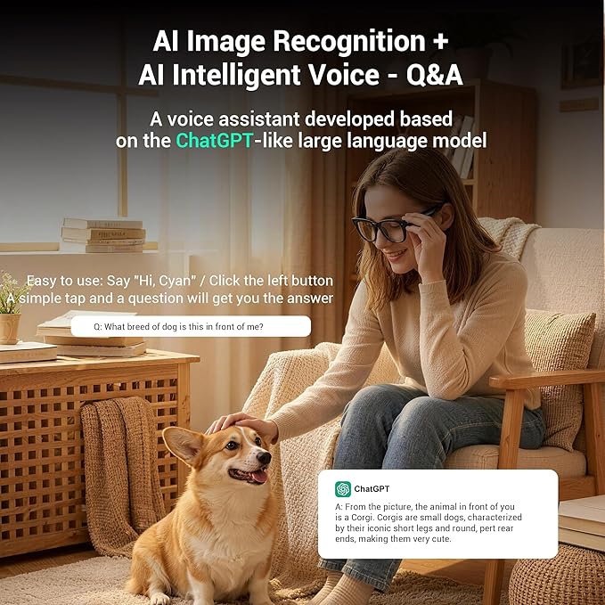 Blackview AI Smart Glasses with Camera, BT Call/Photo/4K HD Video Recording Glasses with Real-Time Translation, AI Voice Assistant, Object Recognition, Gradient Lenses