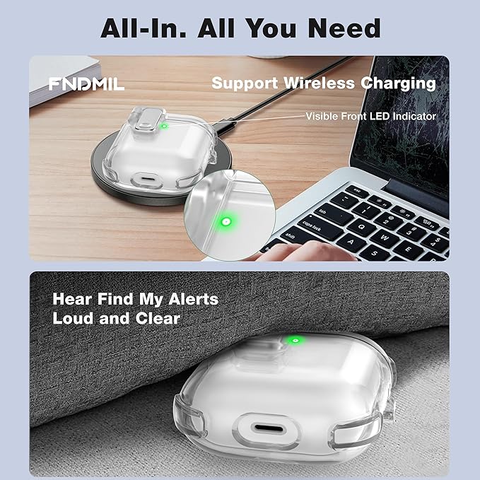 Case for AirPods 1/2 Case Cover with [Lock Safety & Pop Up][Military Shockproof] Anti-Yellow Transparent Soft TPU Wireless Charging for AirPods 1st/2nd Generation Case with Keychain,Clear