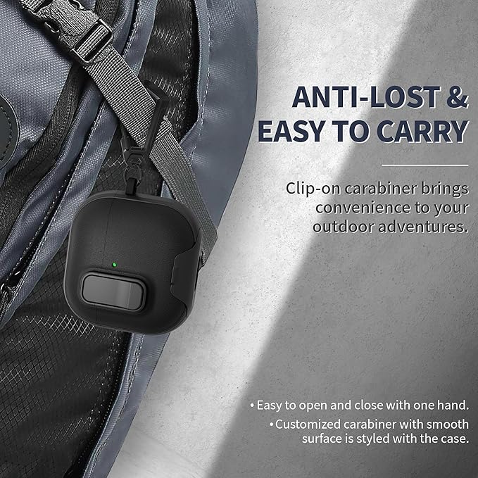 for AirPods 4 Case with Lock,TPU Leather Texture Protective Durability Anti-Lost & Shockproof Protective Cover Accessories with Cleaning Kit in Keychain for Apple AirPods 4 Generation (Black)