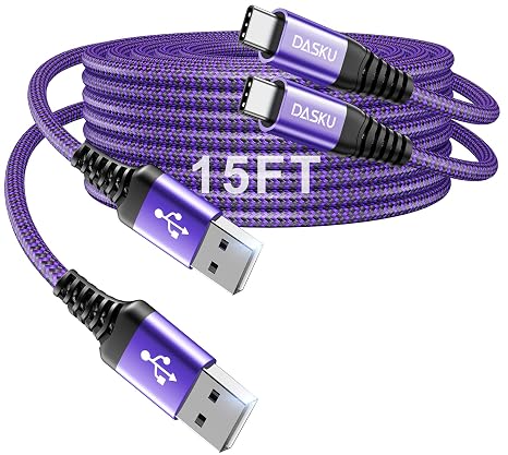 Long USB C Cable 3A Fast Charging, [15FT 2Pack] USB to USB C Cable, USBA to - Image 5