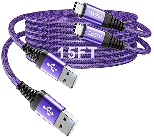 Long USB C Cable 3A Fast Charging, [15FT 2Pack] USB to USB C Cable, USBA to - Image 6
