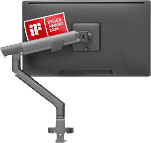 3IDEE Flexi Pro Monitor Arm Monitor Mount for Desks (up to 40" & 11 kg) – Curved, Heavy Duty, Spring-Assisted, Height-Adjustable & Fully Articulated – VESA 75/100, Slim Aluminum Design – Space Grey