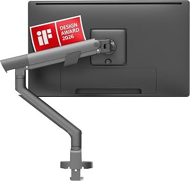 3IDEE Flexi Pro Monitor Arm Monitor Mount for Desks (up to 40" & 11 kg) – Curved, Heavy Duty, Spring-Assisted, Height-Adjustable & Fully Articulated – VESA 75/100, Slim Aluminum Design – Space Grey