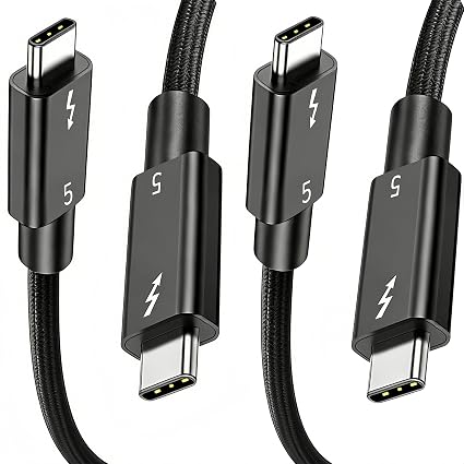2 Pack Usbc Cable for Thunderbolt 5 Cable 3.3FT (1M), 240W Charging, 80Gbps Data Transfer, 8K/4K Displays,Compatible Thunderbolt 4, SSD, MacBook M4 Pro/Max, iPhone 17/16, Dock and More