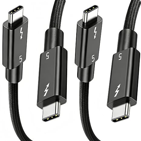 2 Pack Usbc Cable for Thunderbolt 5 Cable 3.3FT (1M), 240W Charging, 80Gbps Data Transfer, 8K/4K Displays,Compatible Thunderbolt 4, SSD, MacBook M4 Pro/Max, iPhone 17/16, Dock and More