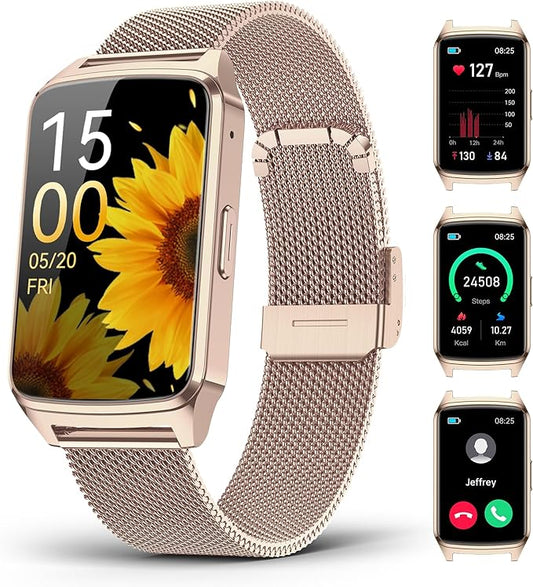 Fitness Tracker Watch for Women Men, Step Counter Compatible with iPhone Android, IP68 Waterproof Activity Tracker with Sleep Monitor, 110+ Sports Pedometer (Minimalist, Duskgold, 1.57)