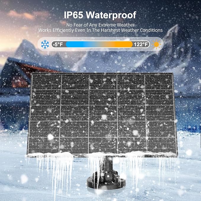 8W Solar Panel for Security Camera 2-Pack – Micro USB & USB-C, IP65 Waterproof, Rechargeable Battery Compatible