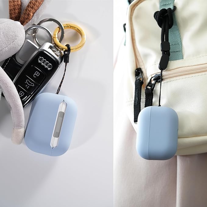 Liquid Silicone Case for AirPods Pro 2(USB-C/Lightning Cable), Triple Layer Hybrid Protective Hard Case Shockproof Cover Compatible with AirPods Pro 2nd Generation (Sky Blue)