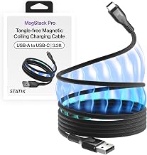 Statik MagStack USB A to USB C Coiling Magnetic Charging Cable, 27W - Image 1