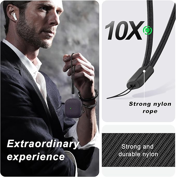 R-fun for Airpods 4 Case, Soft TPU (Leather-Like Design) Drop Protection Cover for Men and Women with Lanyard and Cleaner Kit, Compatible with Apple Latest Airpods 4th Gen(USB-C)(2024)-Purple