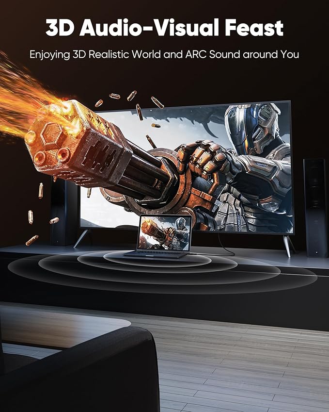 Highwings 4K HDMI Cable 6.6FT/2m - 4K@60Hz HDR Braided HDMI Cord, 18Gbps High Speed with Ethernet/ARC, 3D, HDCP 2.2, ARC, Compatible for PS-5/4/3/4K HDTV/Monitor/Projector/Streaming Media, Black