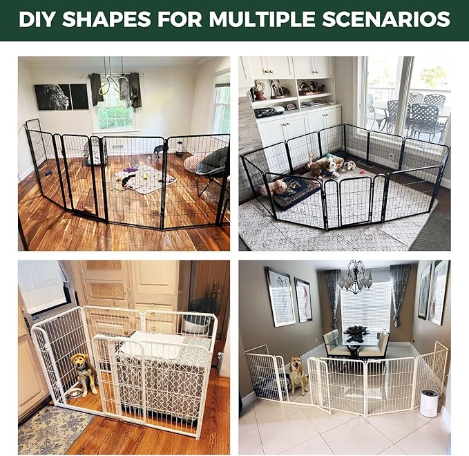FXW Homeplus Unleashed Indoor Dog Playpen - Stress-Free and Safe Play, Heavy Duty 40 Inch 8 Panels with Playpen Camera Mount for Medium and Large Dogs, Black│Patented
