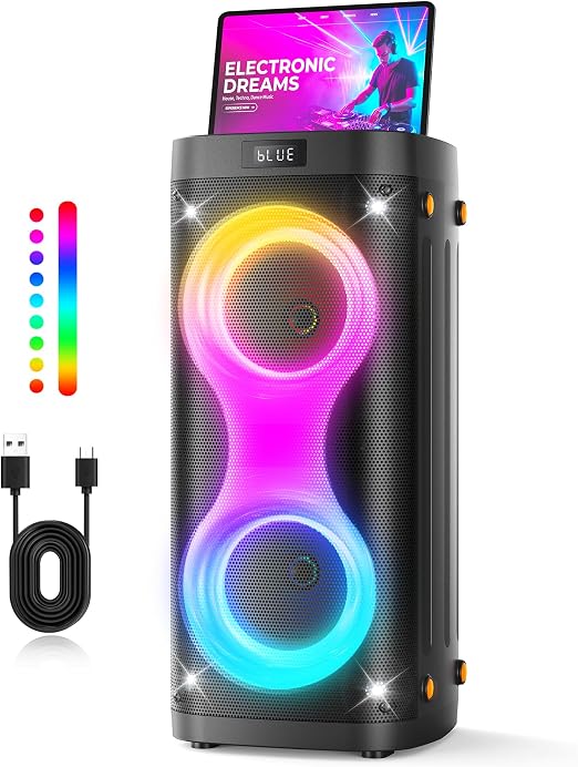 Bluetooth Speaker with Lights, Portable Party Speaker for Home and Outdoor