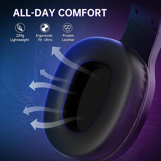 AOC Wireless Gaming Headset Compatible with PS5/4, Nintendo Switch, PC, Bluetooth 5.4 & 2.4GHz Gaming Headphones with Noise Canceling Mic, RGB, Type-C, 20ms Latency, 45H, 7.1 Virtual Surround- Black