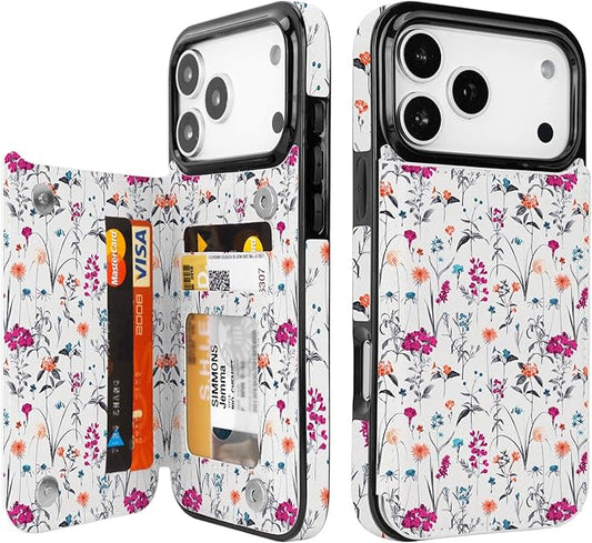 uCOLOR for iPhone 17 Pro Max Wallet Case with Card Holder PU Leather RFID Blocking Design iPhone 17 Pro Max flip case for Women Men Magnetic Clasp Kickstand Design 6.9 inch (Enchanted Floral)