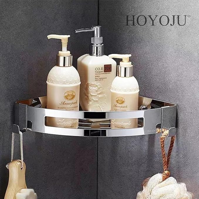 Stainless Steel Bathroom Caddy Storage Organizer Wall Mounted Kitchen Corner Shelf