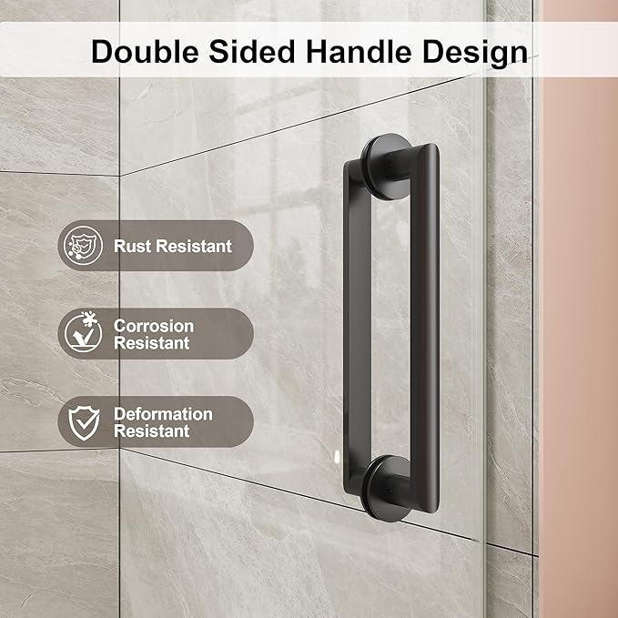 Frameless Shower Door,Single Sliding Glass Shower Door with Nano Coating & Safety Film, Adjustable 55"-60" W x 72" H, Matte Black,1/4" (6mm) SGCC Tempered Glass