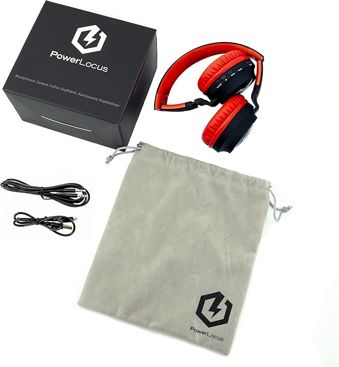 PowerLocus Kids Headphones Wireless, Bluetooth Headphones for Kids Over Ear, LED Lights, 85dB Safe Volume Limit, Foldable, Micro SD Mode, Built-in and Line-in Microphone for Phones,Tablets,Laptop