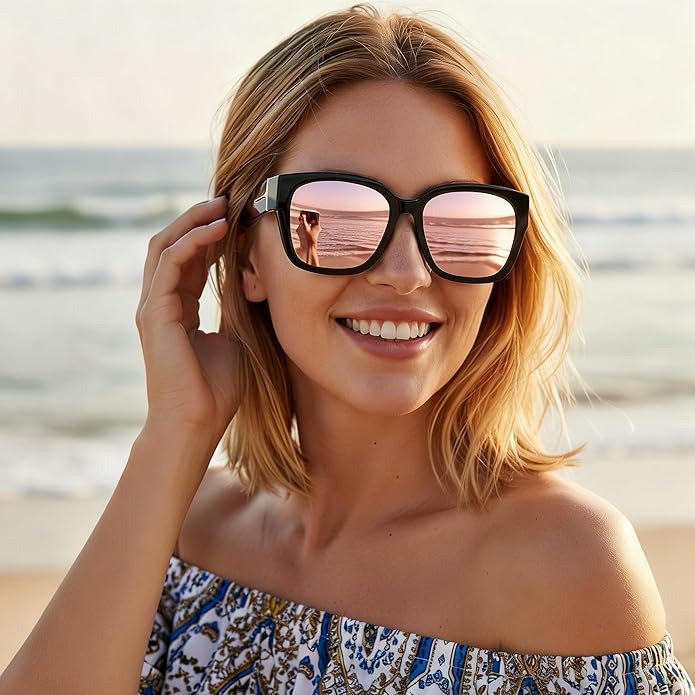 LVIOE 2 Pack Polarized Fit Over Sunglasses for Women Men Oversized Square Over Glasses Sunglasses with UV Protection LS7511