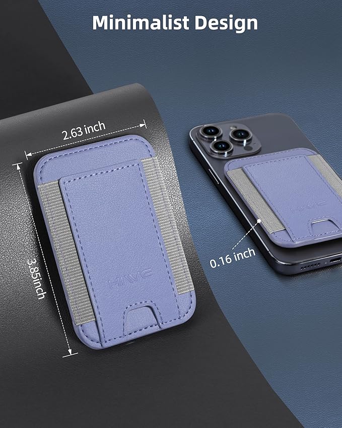HiWe for MagSafe Wallet, Strongest Magnetic Wallet for iPhone 17/16/15/14/13/12 Series, 7 Cards Holder, Leather Minimalist Slim RFID, 1 Slot, Lavender