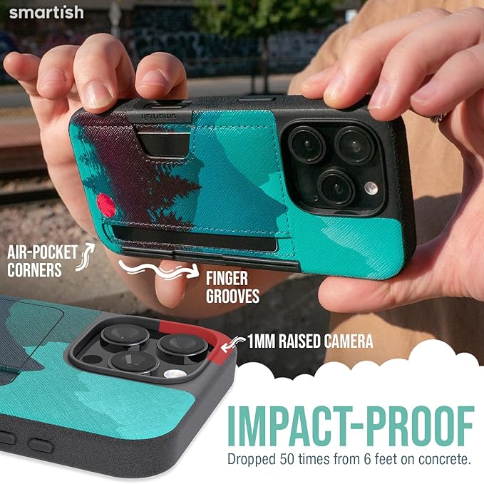 Smartish® iPhone 16 Pro Max Wallet Case - Wallet Slayer Vol 2 [Slim + Protective] Credit Card Holder w/Kickstand - Drop Tested Hidden Card Slot Cover for Apple iPhone 16 Pro Max - Moving Mountains