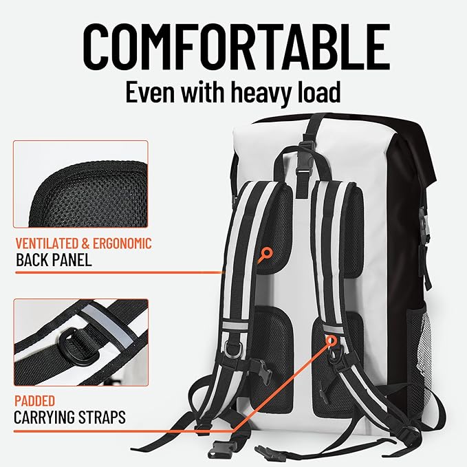 Waterproof Dry Bag Heavy Duty Marine Dry Bags for Kayaking Hiking Skull Sunflower Black Backpack Roll-Top Closure Bag - Backpack Waterproof Phone Case 35L/55L/85L