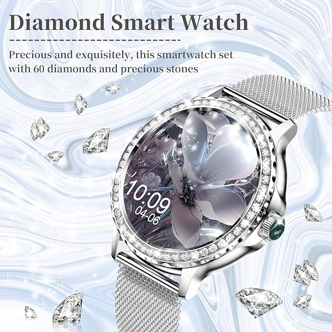 Smart Watches for Women, 1.3”HD Fitness Tracker with Blood Pressure/Heart Rate Monitor, Bluetooth 5.2 Make Calls Smart Watch for Android/iOS Phones, IP68 Waterproof Fitness Watch for Women