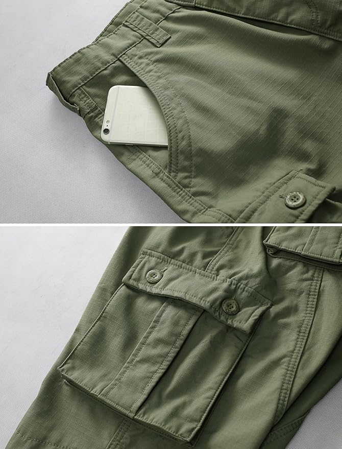 KOCTHOMY Men’s Fleece Lined Hiking Pants,Winter Outdoor Thermal Casual Work Cargo Pants with Multi Pockets, No Belt.