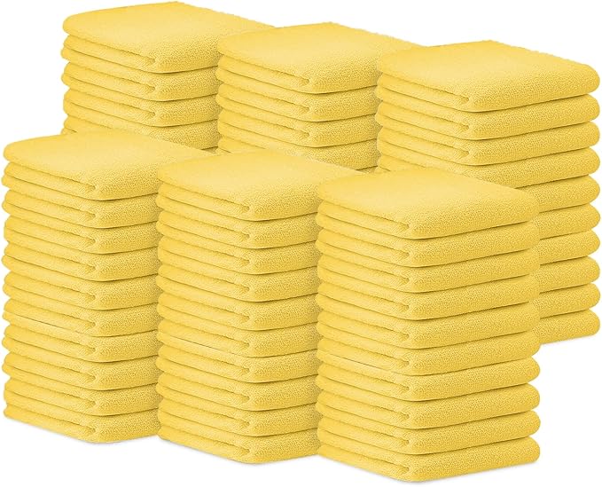 Avalon Towels Terry Bar Mop Towels (Value Pack of 60) Size 14"x17" – Absorbent and Durable, Multipurpose Cleaning Rags, Cotton Cleaning Cloths, Terry Cloth Rags, Reusable Shop Rag (Yellow)