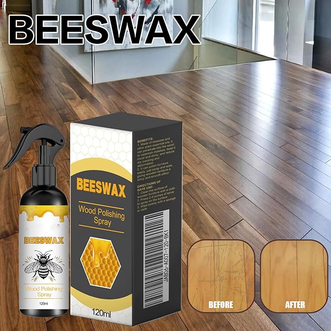 Natural Beeswax Care Spray & Restorer,120ml,Beeswax Cleaner Spray for Floors and Furniture,Polish and Cleaner Protective Conditioning Formula,Non-Toxic & Eco-Friendly (2PCS)