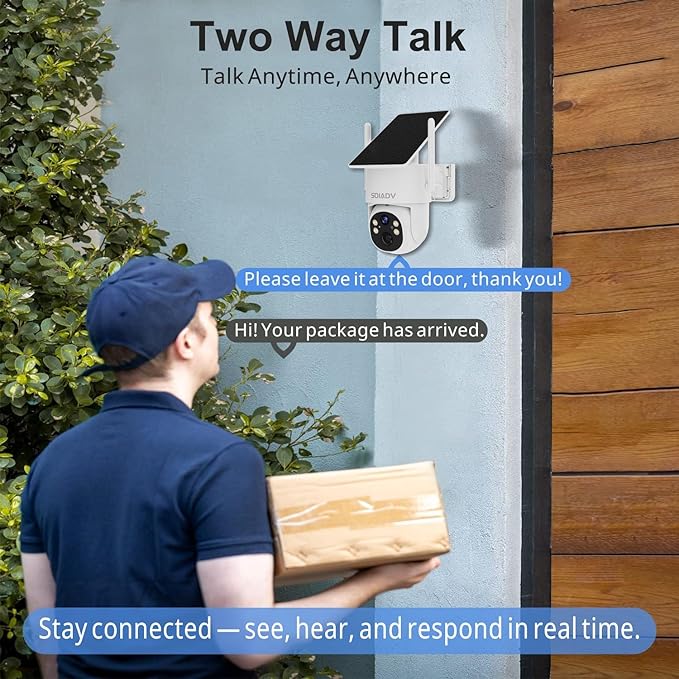 SOIADV Solar Security Camera Wireless Outdoor with 360°View, 2K Color Night Vision, PTZ Camera for Home Security, Battery Powered, Two Way Audio, Motion Detection, PIR Alarm, IP65 Weatherproof, SC13W