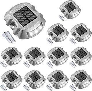 VOLISUN Solar Deck Driveway Dock Lights,Solar Pathway Lights,White 12 Pack - Image 1