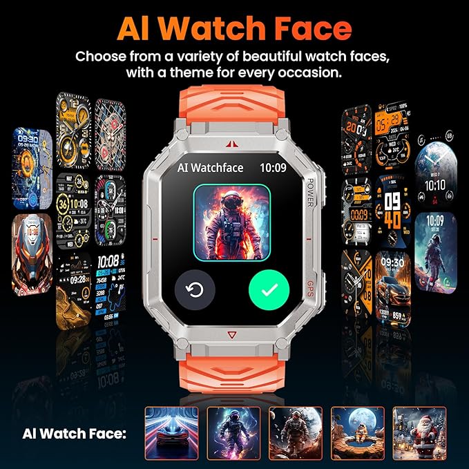 GPS Military Smart Watch for Men，GPT Voice Assistant，Smartwatch with LED Flashlight，2.01" HD Display Bluetooth Call，Fitness Tracke with Multiple Sports Modes，Compatible with Android & iOS